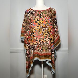 Anthropologie Bl^nk Poncho Style Flower Abstract Oversized Top